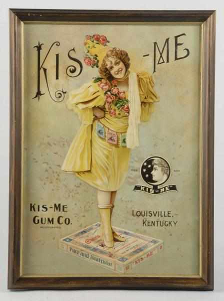 Appraisal: Tin Kis-Me Gum Advertising Sign Description Beautiful image of girl