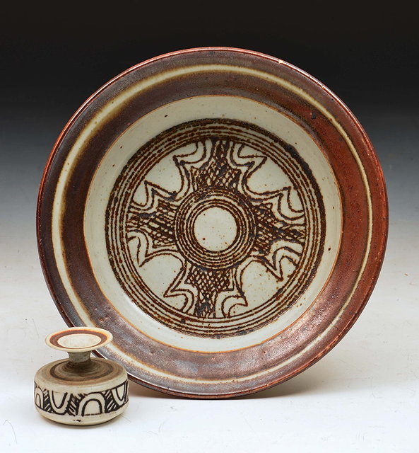 Appraisal: Mary Richdish brown and white glaze with Celtic cross design