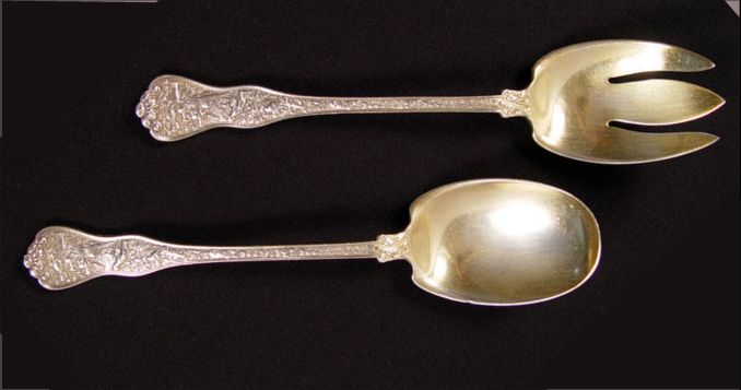 Appraisal: TIFFANY CO STERLING OLYMPIAN SALAD SET piece salad servers in