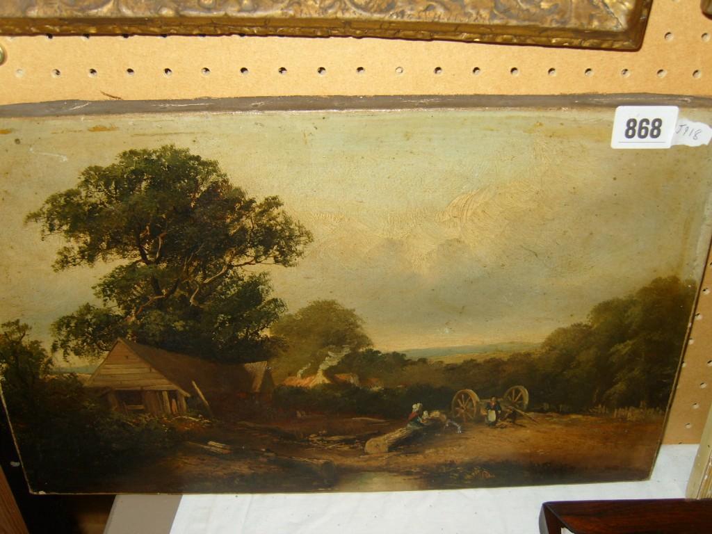 Appraisal: A th century oil painting on canvas of a rural