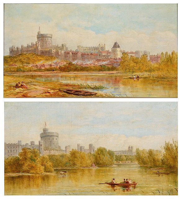 Appraisal: th Century English SchoolA pair of views showing Windsor Castle