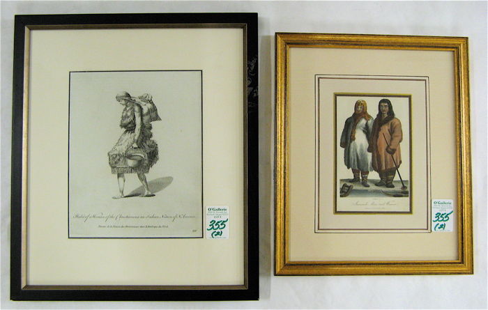 Appraisal: TWO COPPER PLATE ENGRAVINGS the first in color depicting a