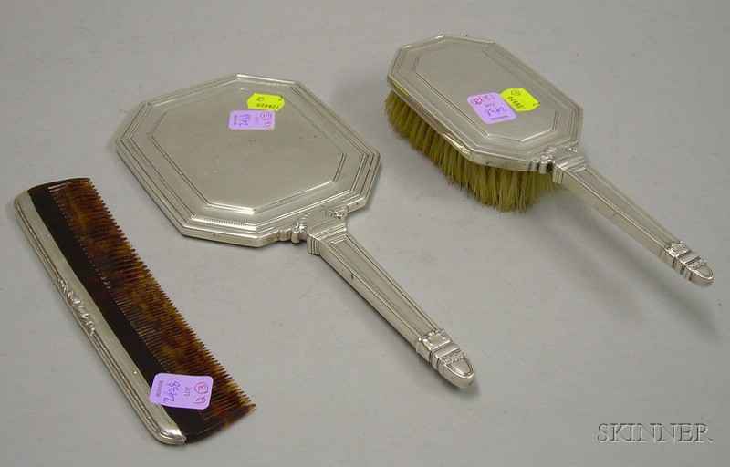 Appraisal: Two-piece Tiffany Mirror and Brush Set and an International Sterling