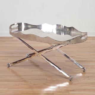 Appraisal: Nice Hollywood Regency silver plated coffee table Nice Hollywood Regency