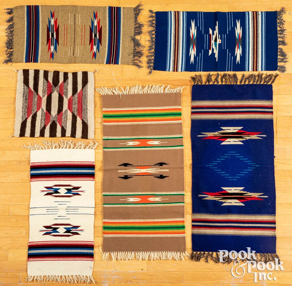 Appraisal: Six Southwest Indian woven table runners Six Southwest Indian woven