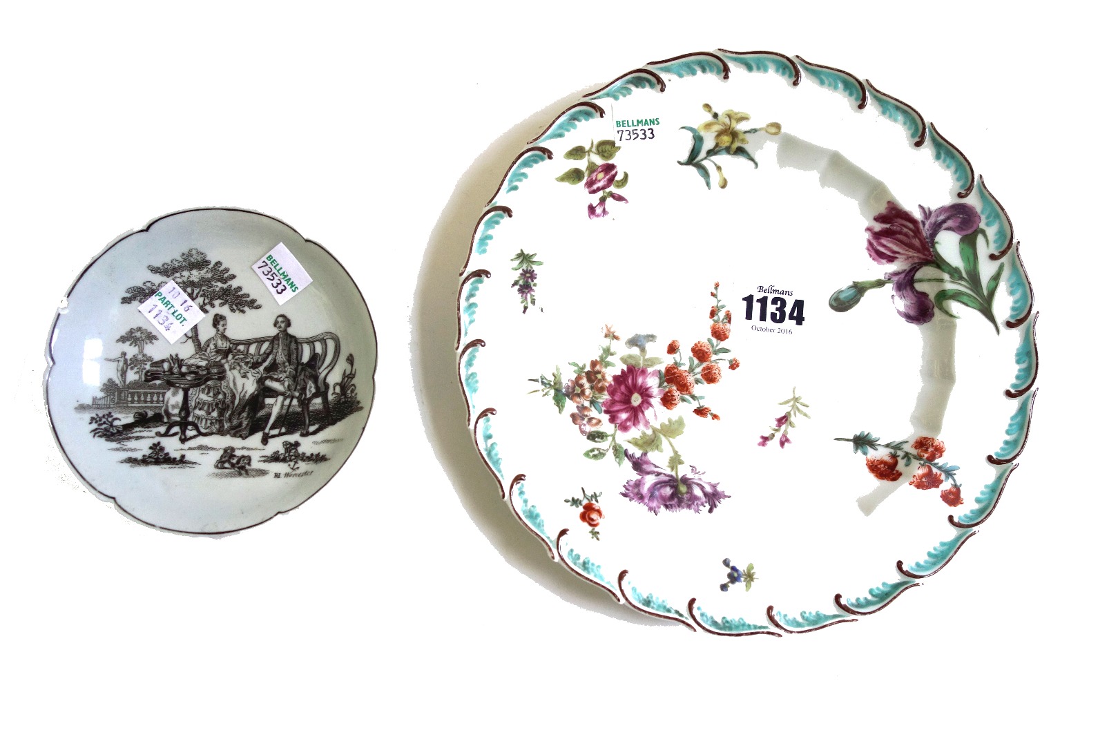 Appraisal: A Chelsea porcelain plate circa painted with scattered flowers inside