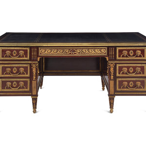 Appraisal: A Louis XVI Style Gilt Bronze Mounted Mahogany Pedestal Desk