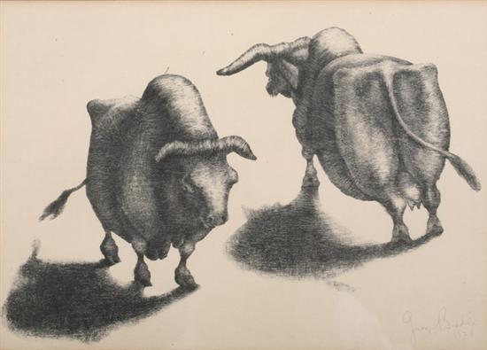 Appraisal: GEORGE BIDDLE American - TWO COWS signed and dated in