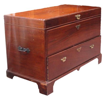 Appraisal: A th century mahogany blanket box of rectangular form with