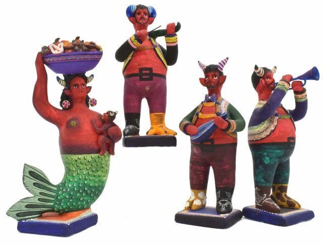 Appraisal: lot of Polychrome painted diablos Mexico th c including musicians