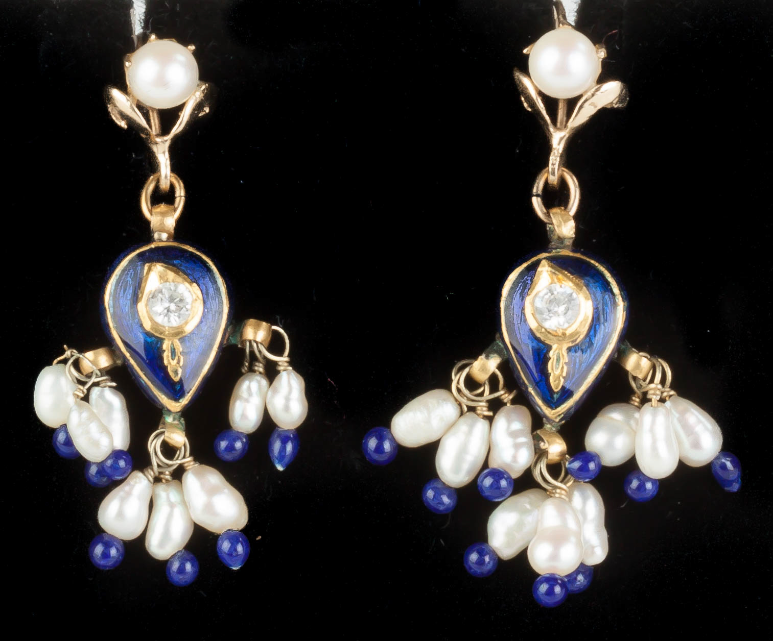 Appraisal: Pearl and Enameled Earrings