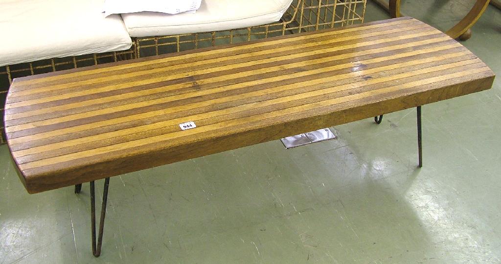 Appraisal: th century block wood oblong occasional low table upon four