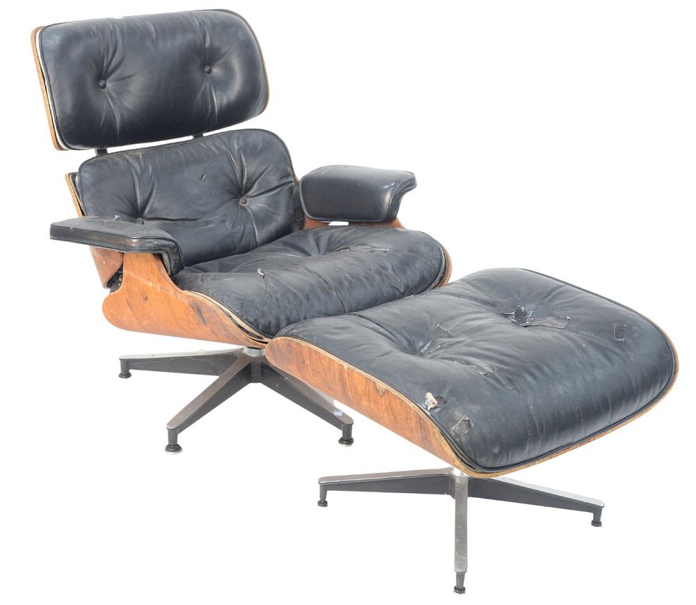 Appraisal: Two Herman Eames Lounge Chairs and Ottoman one in rosewood