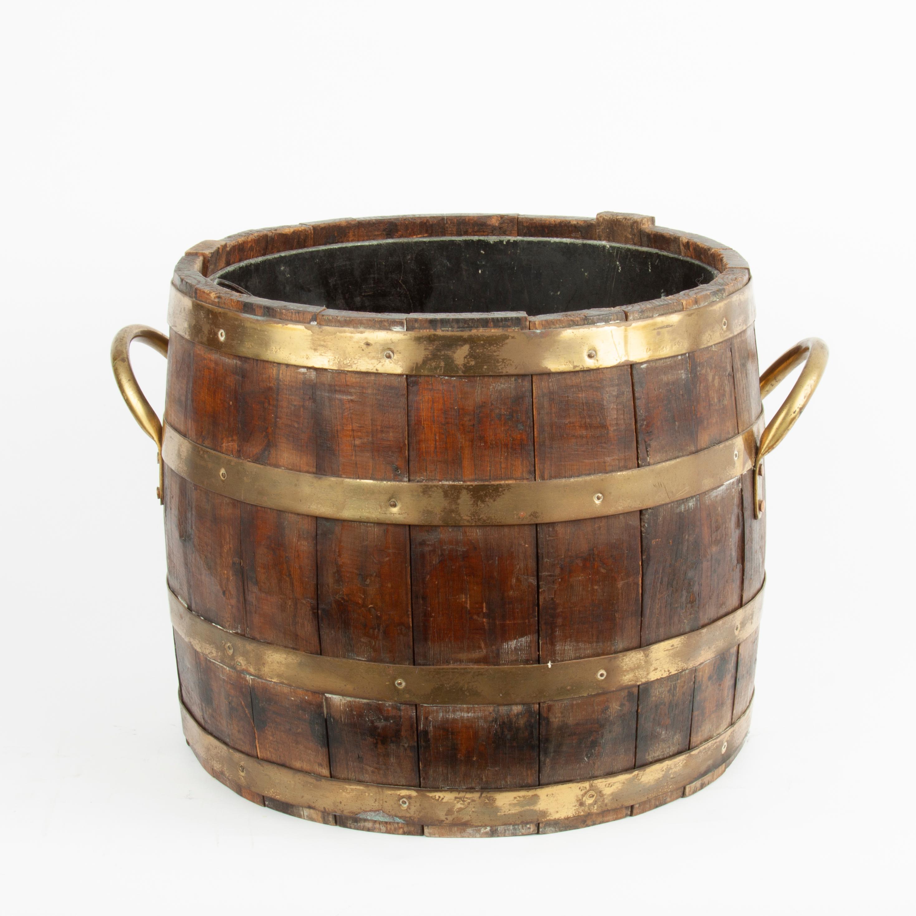 Appraisal: TH C ENGLISH OAK BARREL WITH BRASS BANDS AND LINER