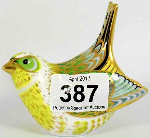 Appraisal: Royal Crown Derby Paperweight Greenfinch Boxed