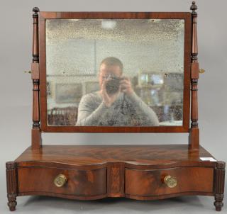 Appraisal: Sheraton mahogany vanity with mirror double serpentine front with two