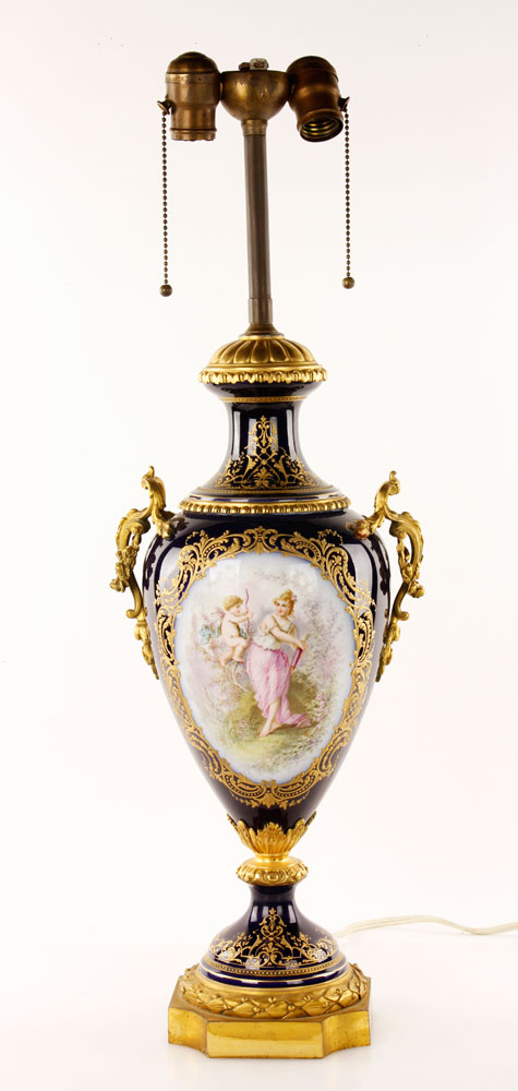 Appraisal: - th C Sevres Lamp th century Sevres lamp gilt