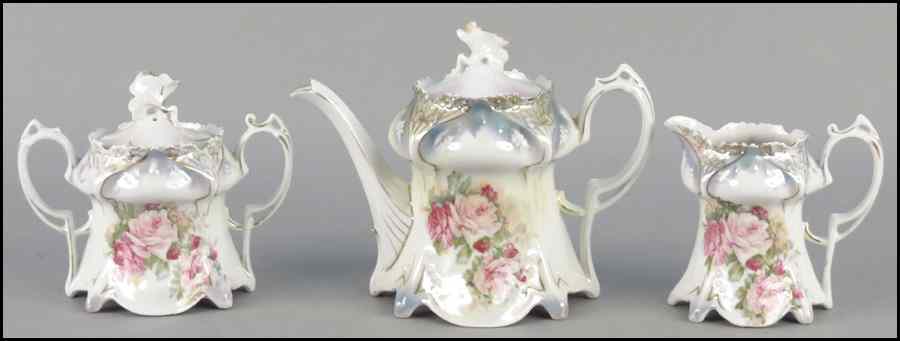 Appraisal: R S PRUSSIA PORCELAIN TEA SERVICE Comprising a teapot covered