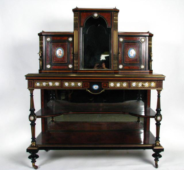 Appraisal: th century Aesthetic Movement writing desk European burled veneer of