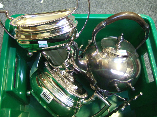 Appraisal: Plated wares comprising a three piece tea set each piece