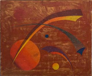 Appraisal: Unsigned Abstract Oil on Canvas Depicting a geometric composition on