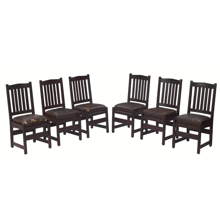 Appraisal: L and JG Stickley chairs set of six hump-back over