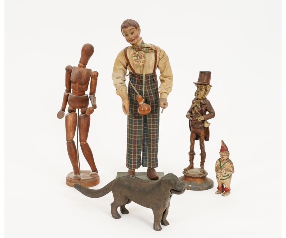 Appraisal: Grouping of figures to include an articulated artist model a