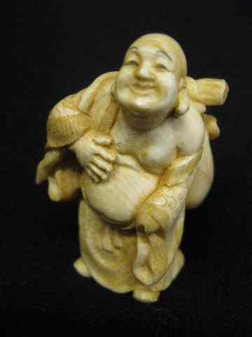 Appraisal: Chinese Carved Ivory Figurine of Buddha fine detail '' signed