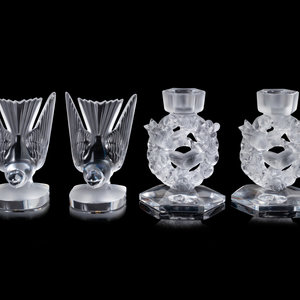 Appraisal: A Group of Four Lalique Articles comprising a pair of