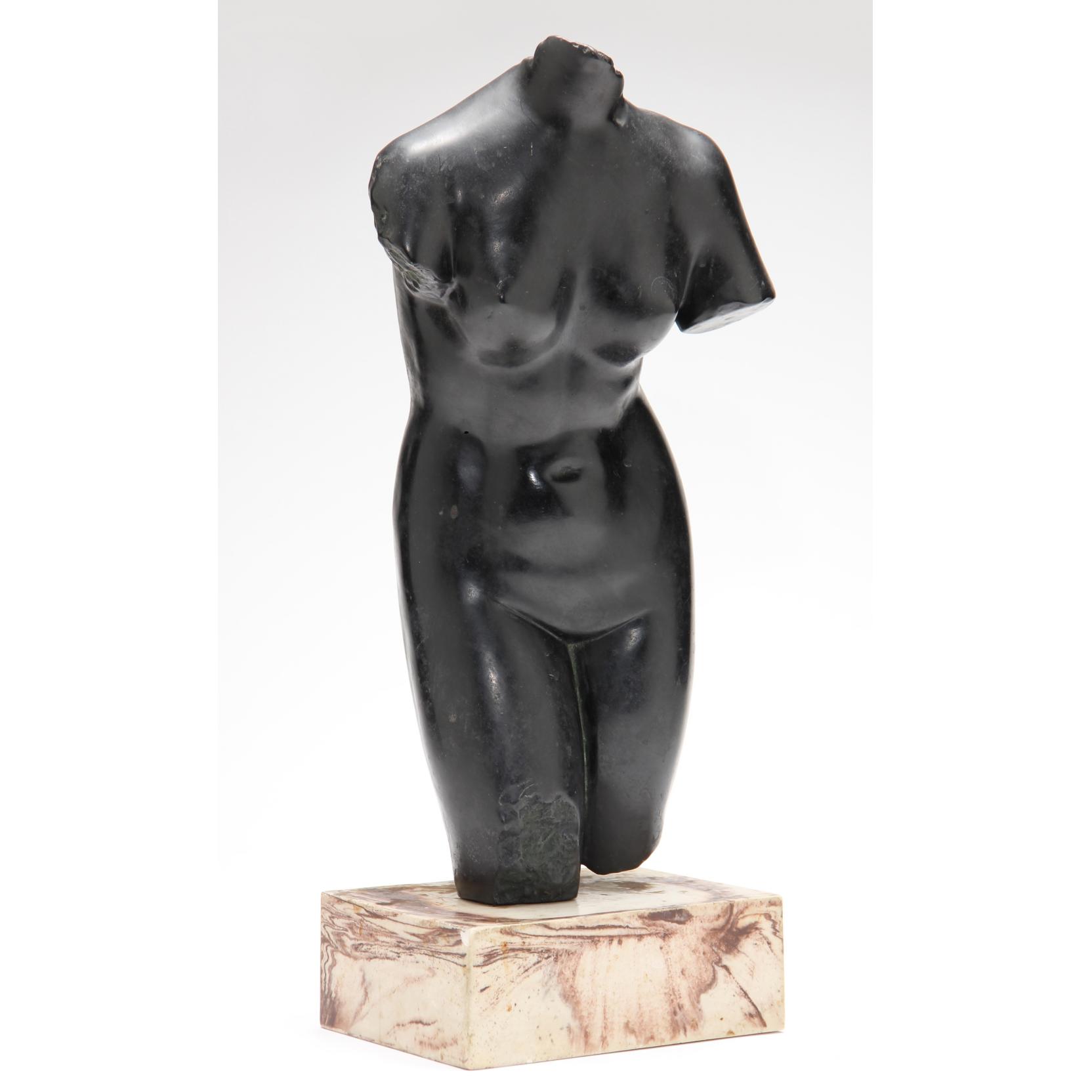 Appraisal: Black Composite Torso of Venus unsigned circa s mounted on