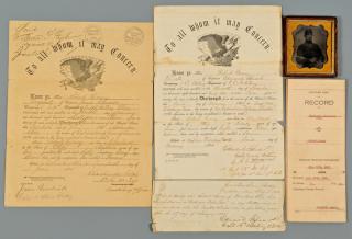 Appraisal: Civil War Archive Sgt Robert Henry Tintype Documents st item