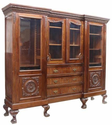 Appraisal: Spanish mahogany library bookcase late th c having a molded