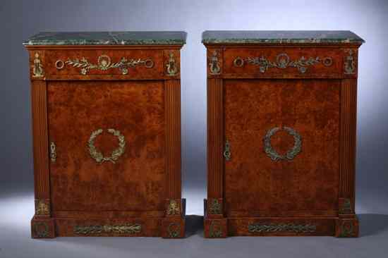 Appraisal: PAIR LOUIS PHILIPPE STYLE YEW WOOD AND GILT-METAL MOUNTED CABINETS