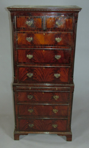 Appraisal: A Georgian style mahogany chest on chest th century the