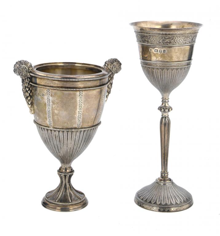 Appraisal: A GEORGE V VASE AND A SIMILAR WINE CUP chased