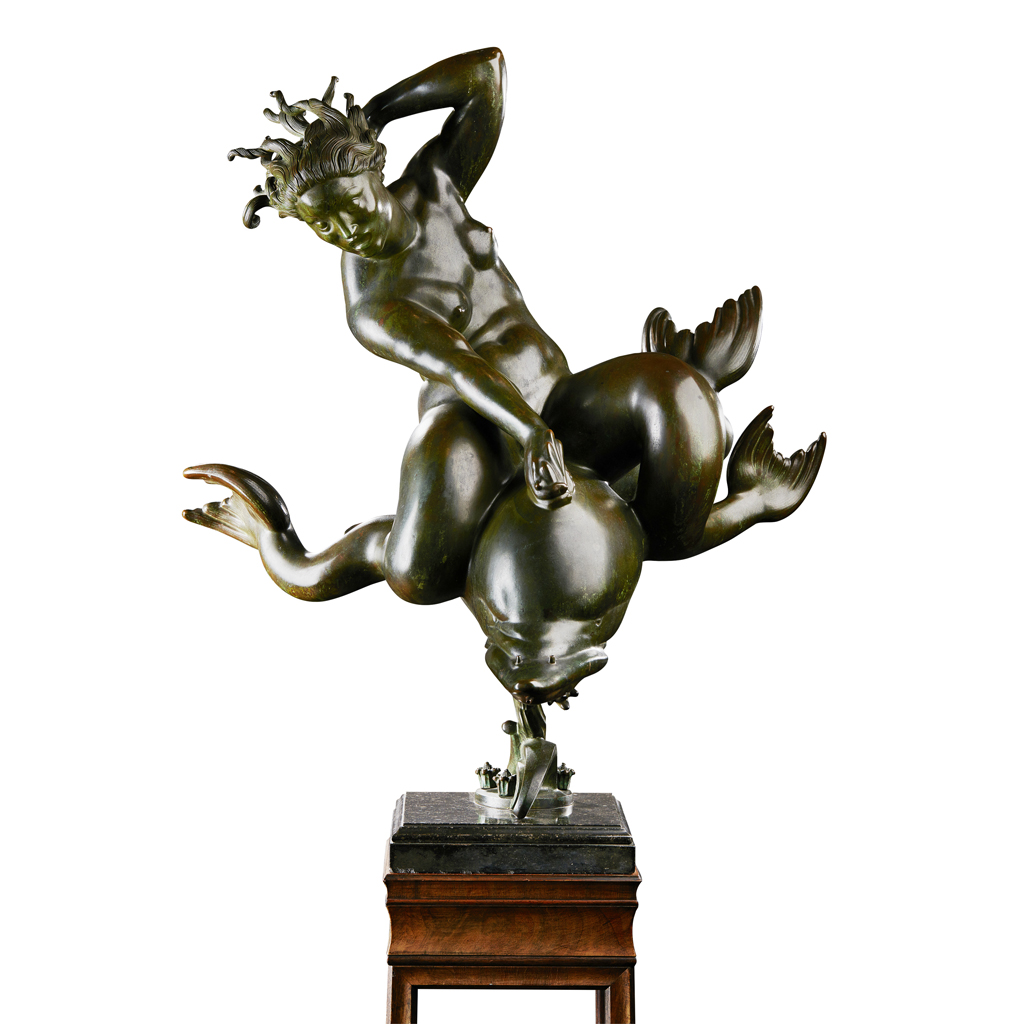 Appraisal: CARL MILLES - 'SOLGLITTER' NAIAD RIDING A DOLPHIN CIRCA Patinated