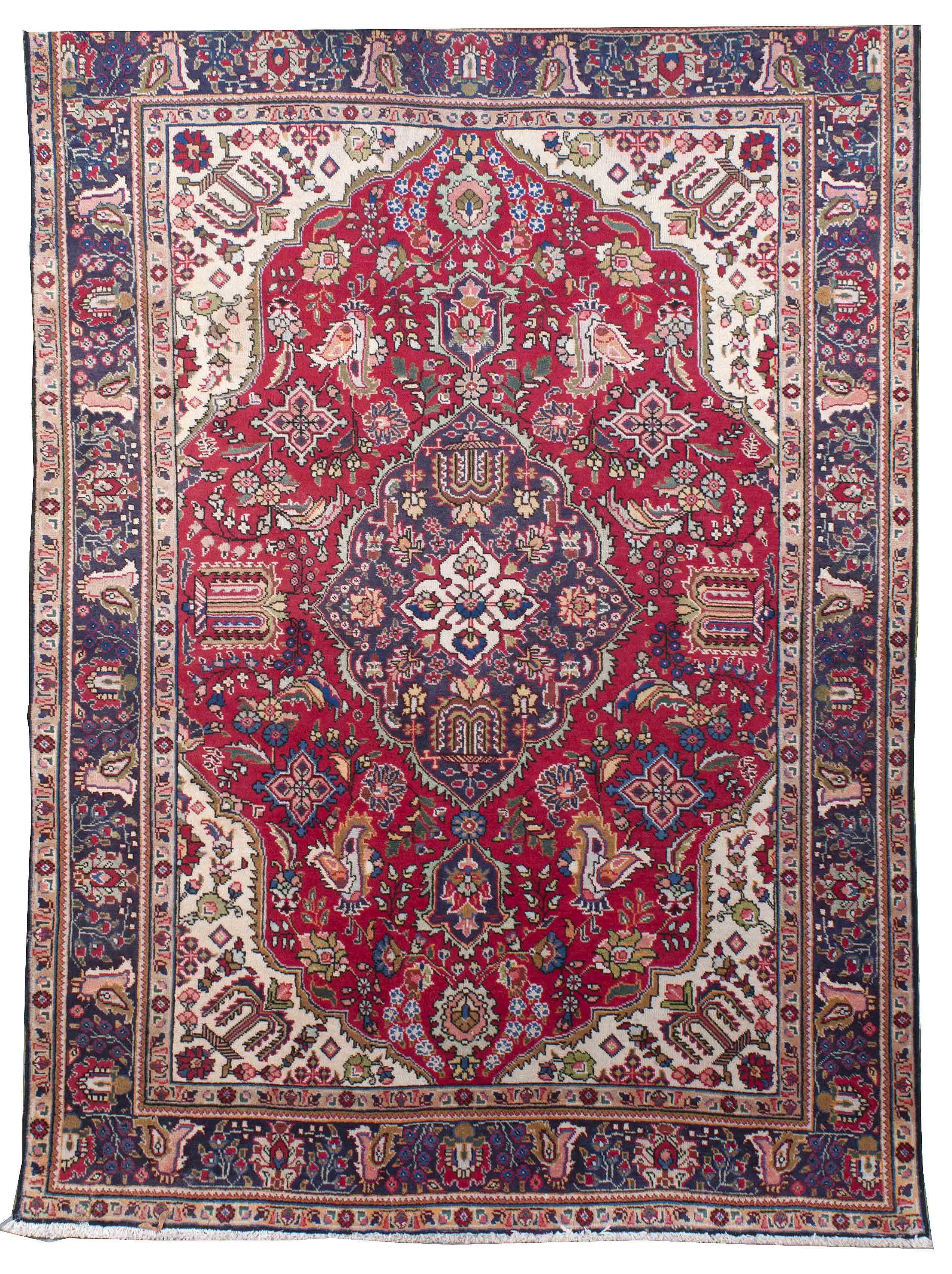 Appraisal: ORIENTAL RUG TABRIZ ' x ' Dark blue medallion with