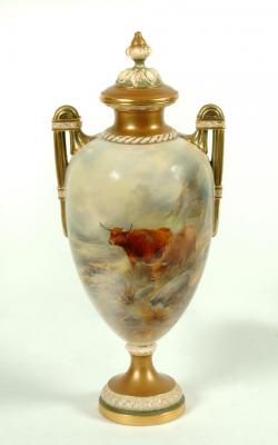 Appraisal: A ROYAL WORCESTER PORCELAIN LIDDED VASE dated of ovoid form