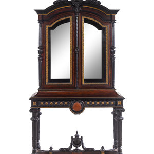 Appraisal: A Renaissance Revival Carved Walnut Parcel Ebonized and Parcel Gilt