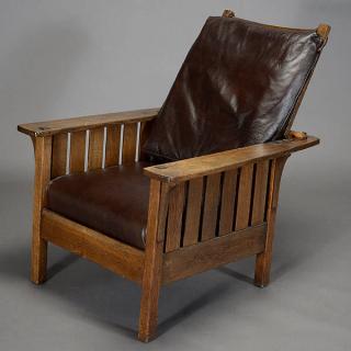 Appraisal: LJG Stickley Slats To Seat Morris Chair Length inches Width