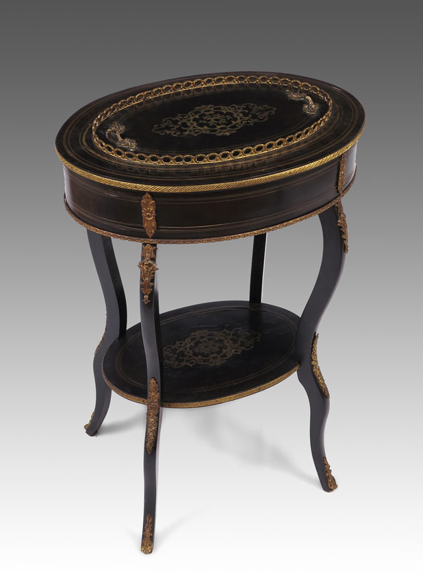 Appraisal: EBONIZED BOULLE INLAY FERNER PLANTER Ormolu gallery boulle inlay top