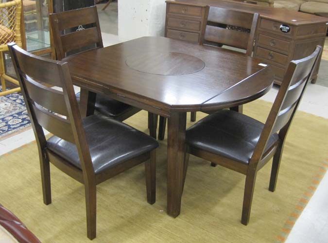 Appraisal: DARK WOOD GAME DINING TABLE AND CHAIR SET recent production