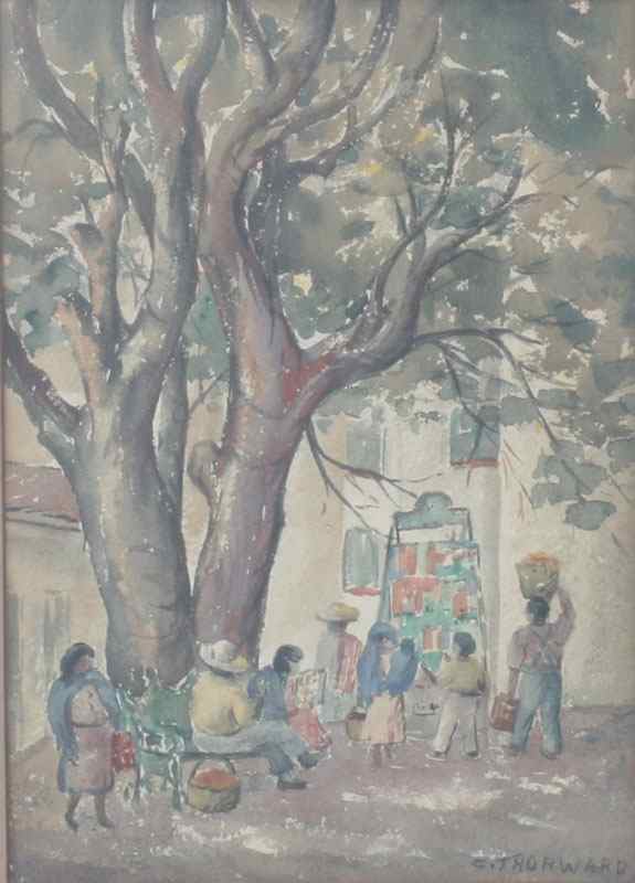 Appraisal: THORWARD Clara Schafer American - ''Plaza a Cuernavaca Mexico'' Watercolor