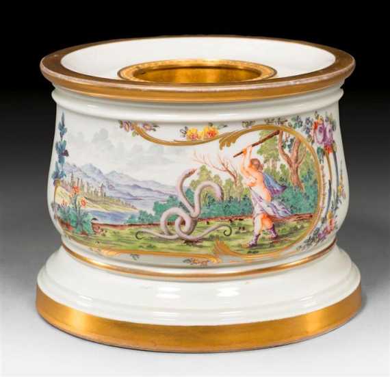 Appraisal: RARE INKWELL Nymphenburg circa - Painting probably by Kajetan Purtscher