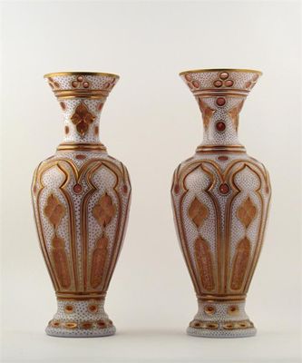 Appraisal: A good pair of large Bohemian glass vases overlaid in