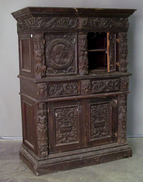 Appraisal: Gothic revival court cupboard th c h w