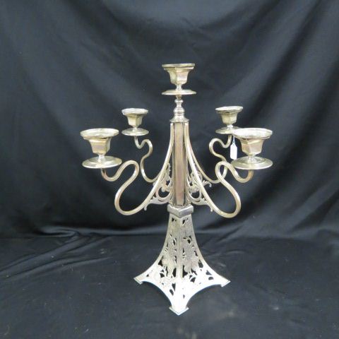 Appraisal: Silverplate Candelabra vintage grape vine decor five light tall