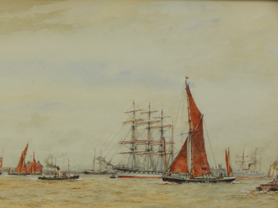 Appraisal: R H Penton thC London river shipping watercolour signed and