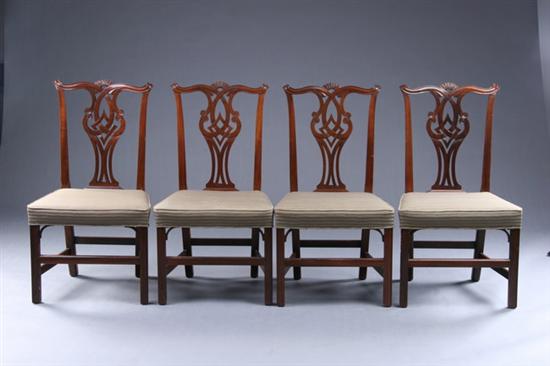 Appraisal: SET EIGHT CHIPPENDALE STYLE MAHOGANY SIDE CHAIRS early th century