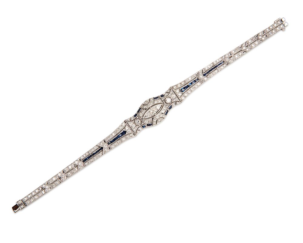 Appraisal: K Gold Diamond and Sapphire Bracelet K Gold Diamond and